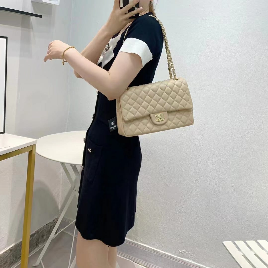 WhatsApp Image 2022-12-27 at 2.35.13 AM Chanel Jumbo Apricot Colour Sling Bag (With Box)