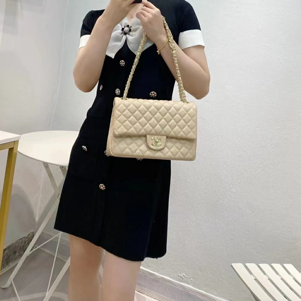 WhatsApp Image 2022-12-27 at 2.35.28 AM Chanel Jumbo Apricot Colour Sling Bag (With Box)