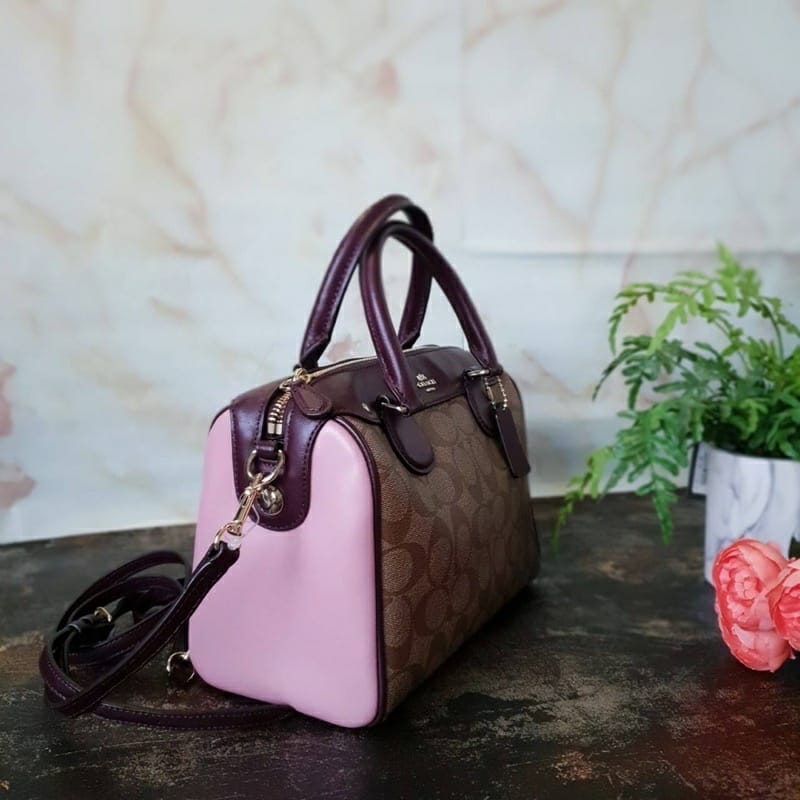 WhatsApp Image 2022-07-18 at 19.10.53 Coach Mini Bennett Satchel Wine Pink Handbag (With Box)