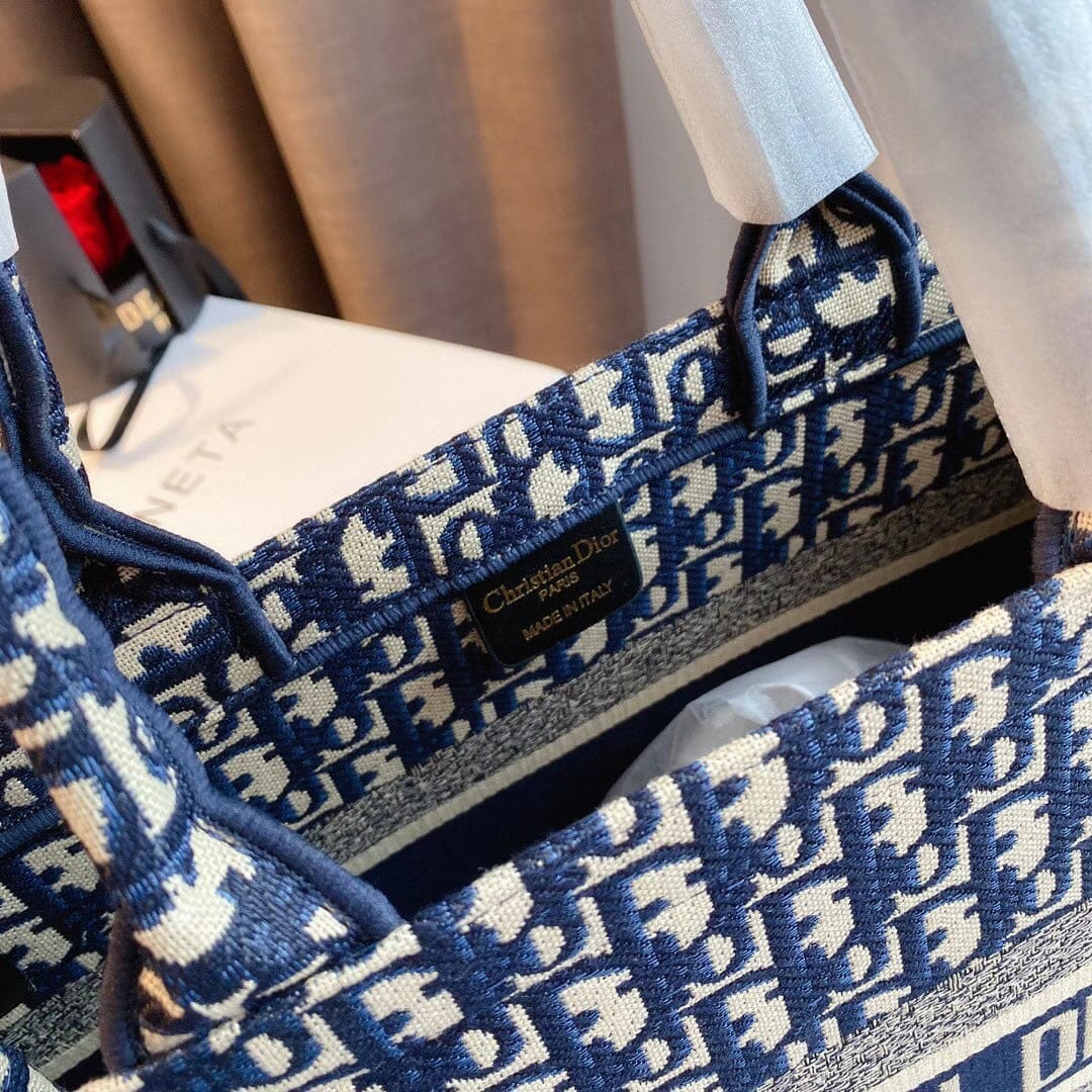 WhatsApp Image 2022-09-28 at 4.02.16 PM (1) Dior Blue Embroidery Book Tote (With Box)