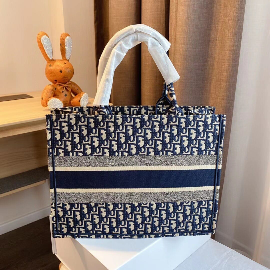 WhatsApp Image 2022-09-28 at 4.02.16 PM Dior Blue Embroidery Book Tote (With Box)