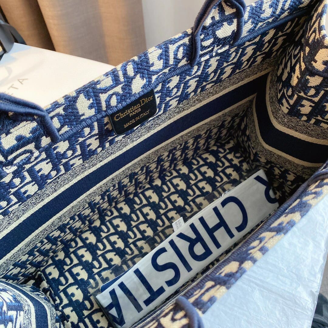 WhatsApp Image 2022-09-28 at 4.02.17 PM (2) Dior Blue Embroidery Book Tote (With Box)