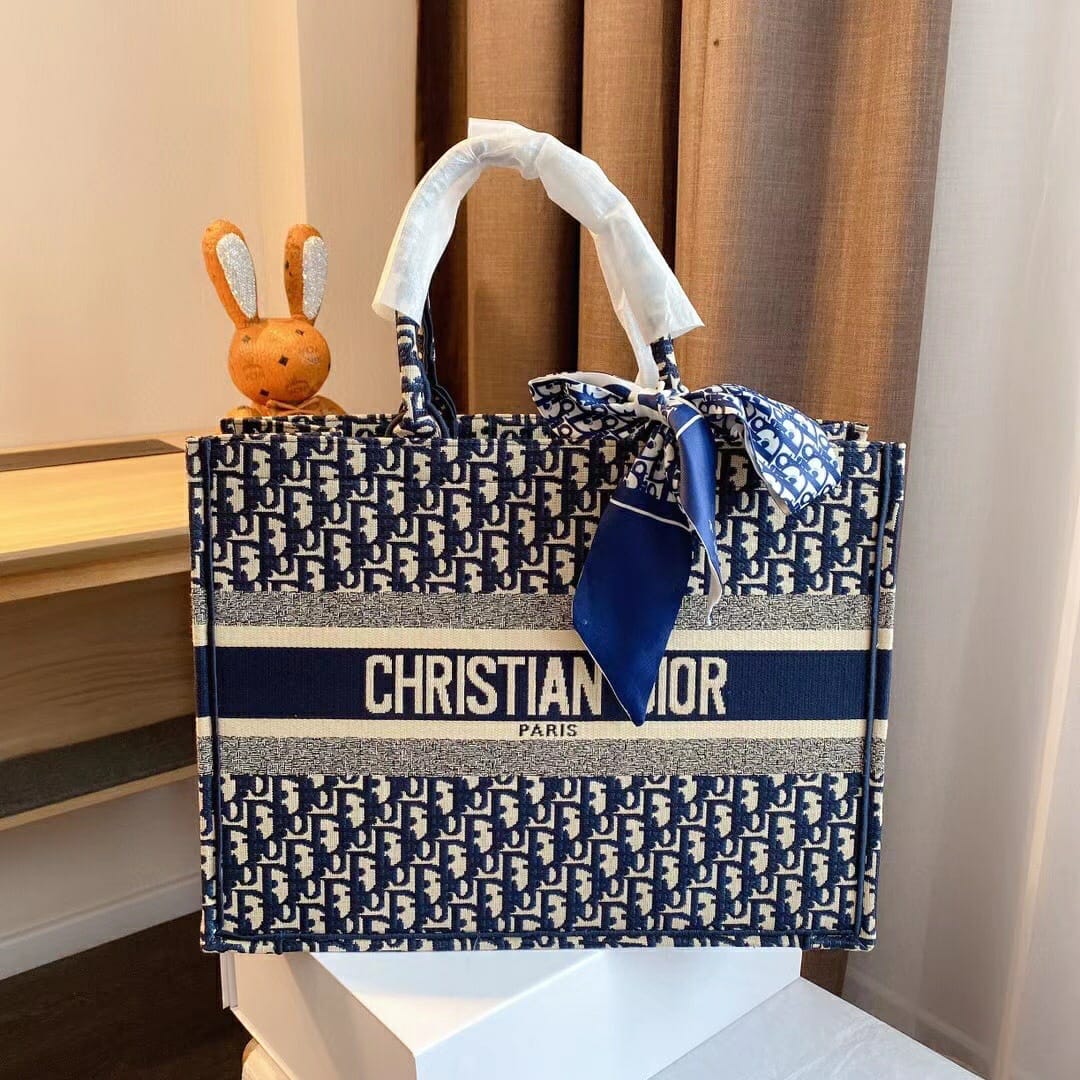 WhatsApp Image 2022-09-28 at 4.02.17 PM Dior Blue Embroidery Book Tote (With Box)