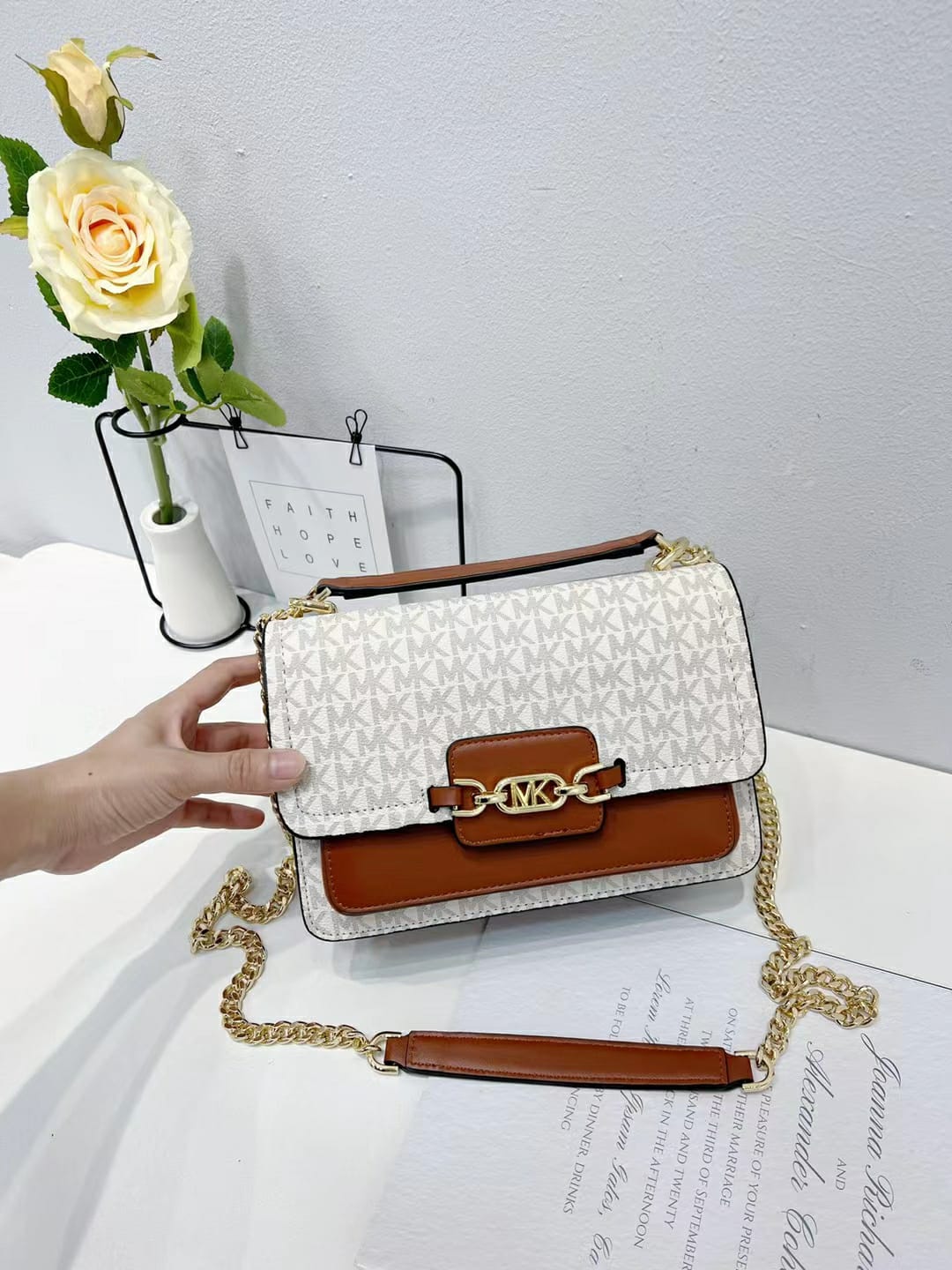 IMG-20230224-WA0002 Michael Kors White Heather Shoulder Bag (With Box)