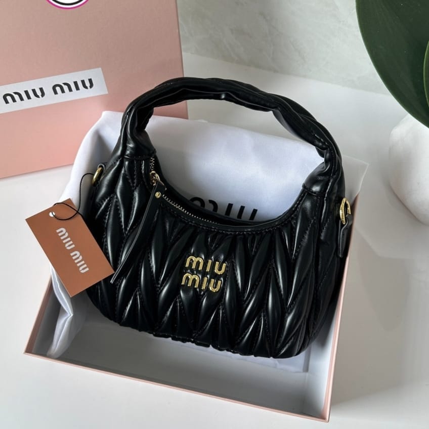 WhatsApp Image 2022-12-22 at 5.42.16 PM Miu Miu Wander Black Small Hobo Bag (With Box)