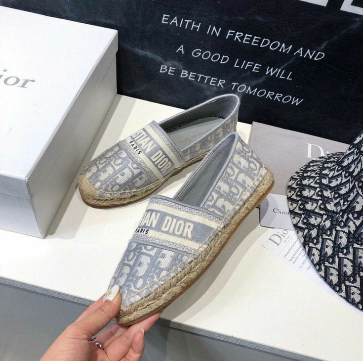 WhatsApp Image 2023-01-11 at 5.53.00 PM Dior Granville Espadrille Grey Letter Flat Shoe