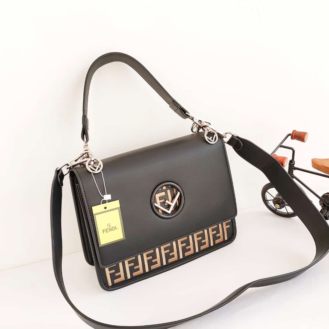WhatsApp Image 2023-02-07 at 16.47.32 Fendi Kan I F Logo Black Sling Bag (With Box)
