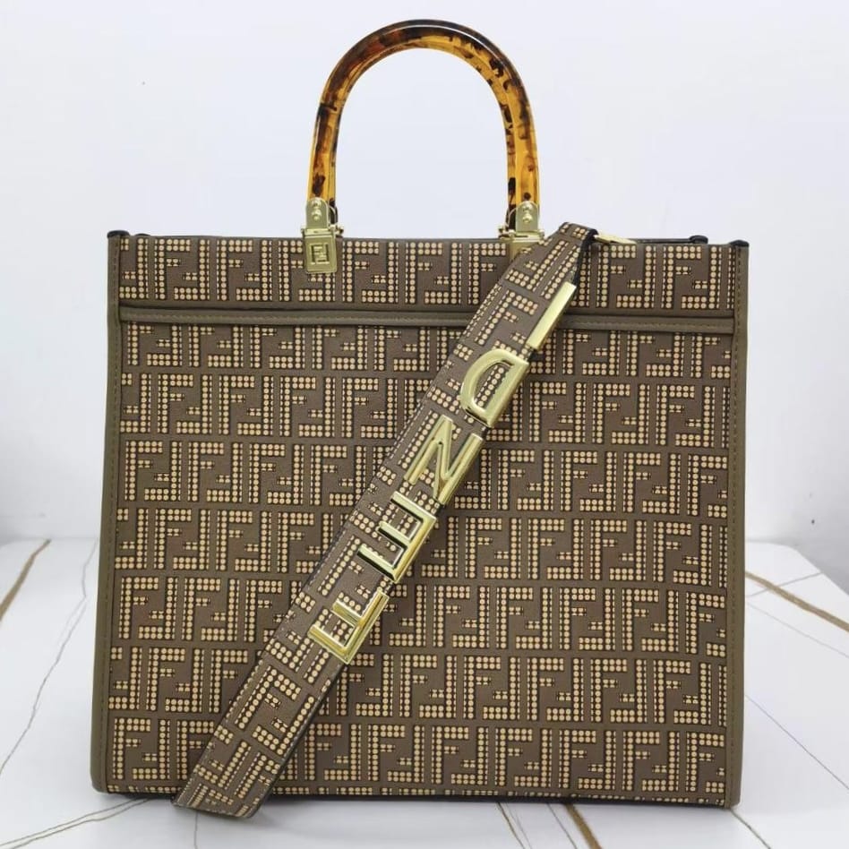 WhatsApp Image 2023-04-10 at 20.25.51 Fendi Roma Sunshine Brown FF Glazed Tote Bag