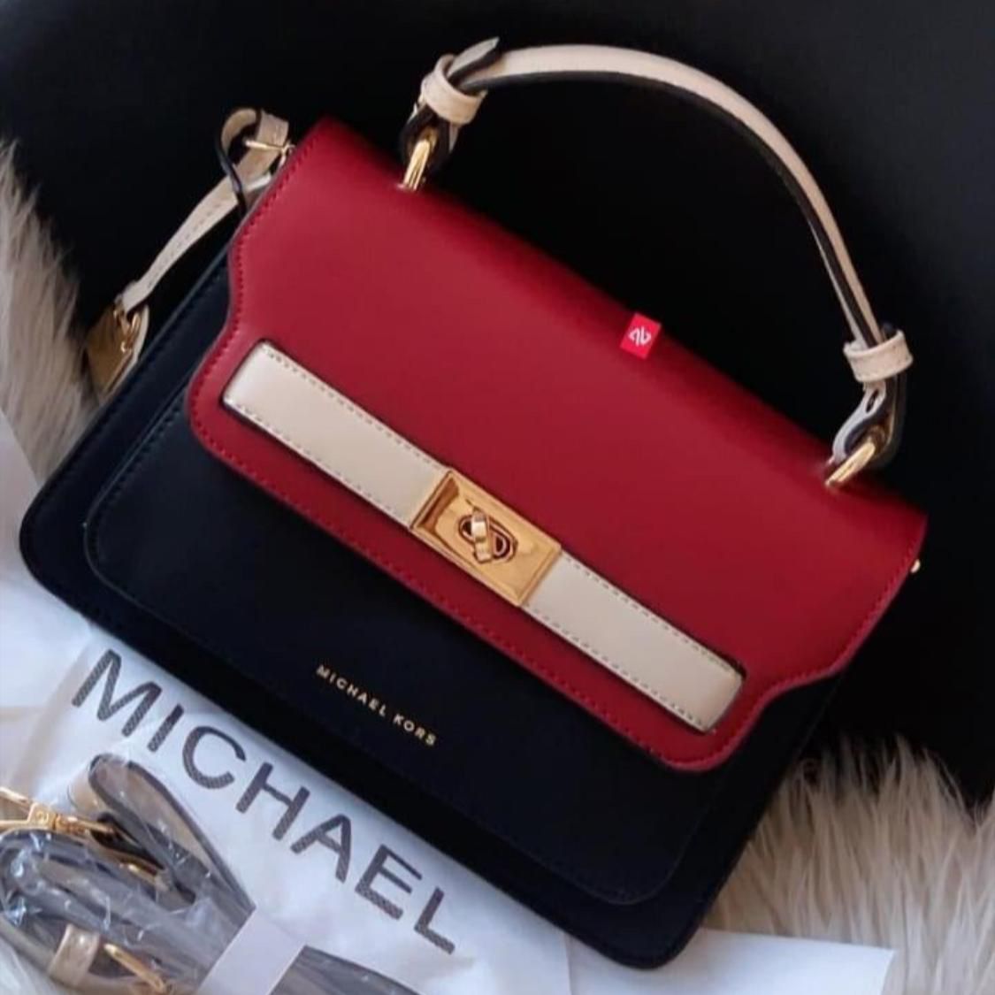 WhatsApp Image 2023-06-25 at 20.23.49 MICHAEL KORS TITIANA BLACK RED SLING BAG