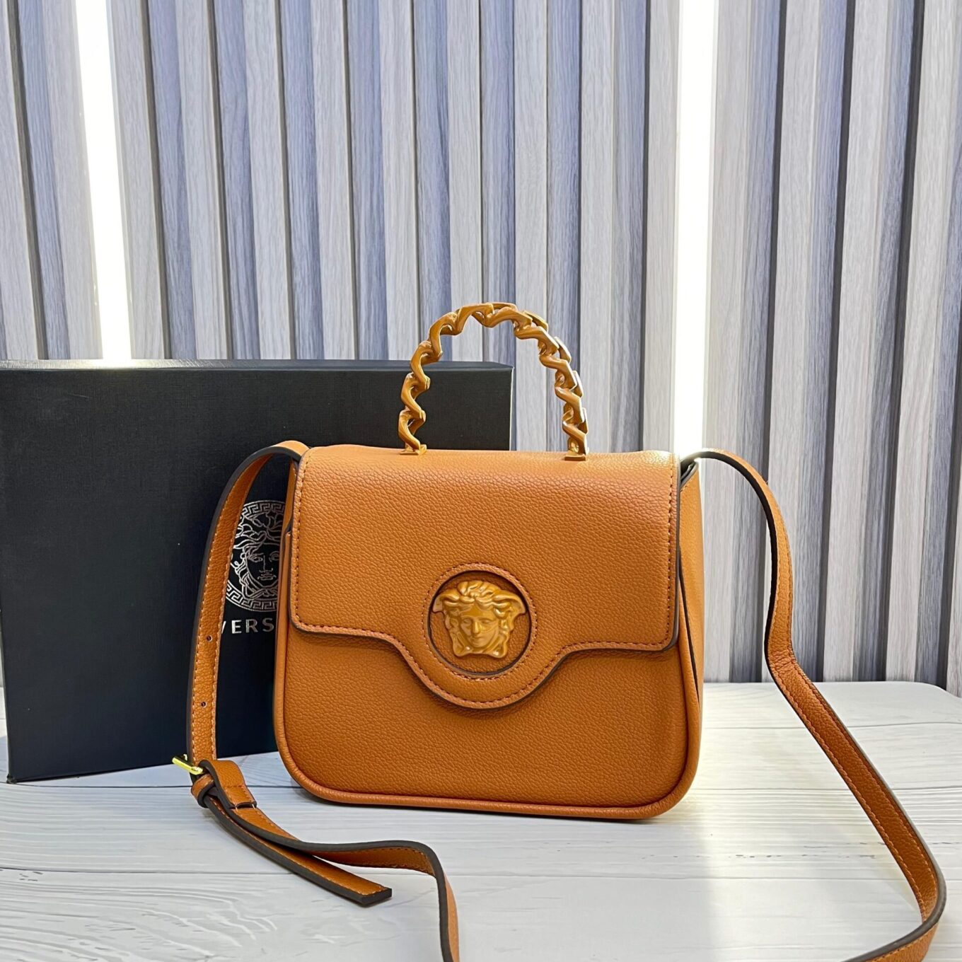 WhatsApp Image 2023-11-27 at 17.25.27_f1f0a038 Versace Small Medusa Brown Sling Bag (With Box)