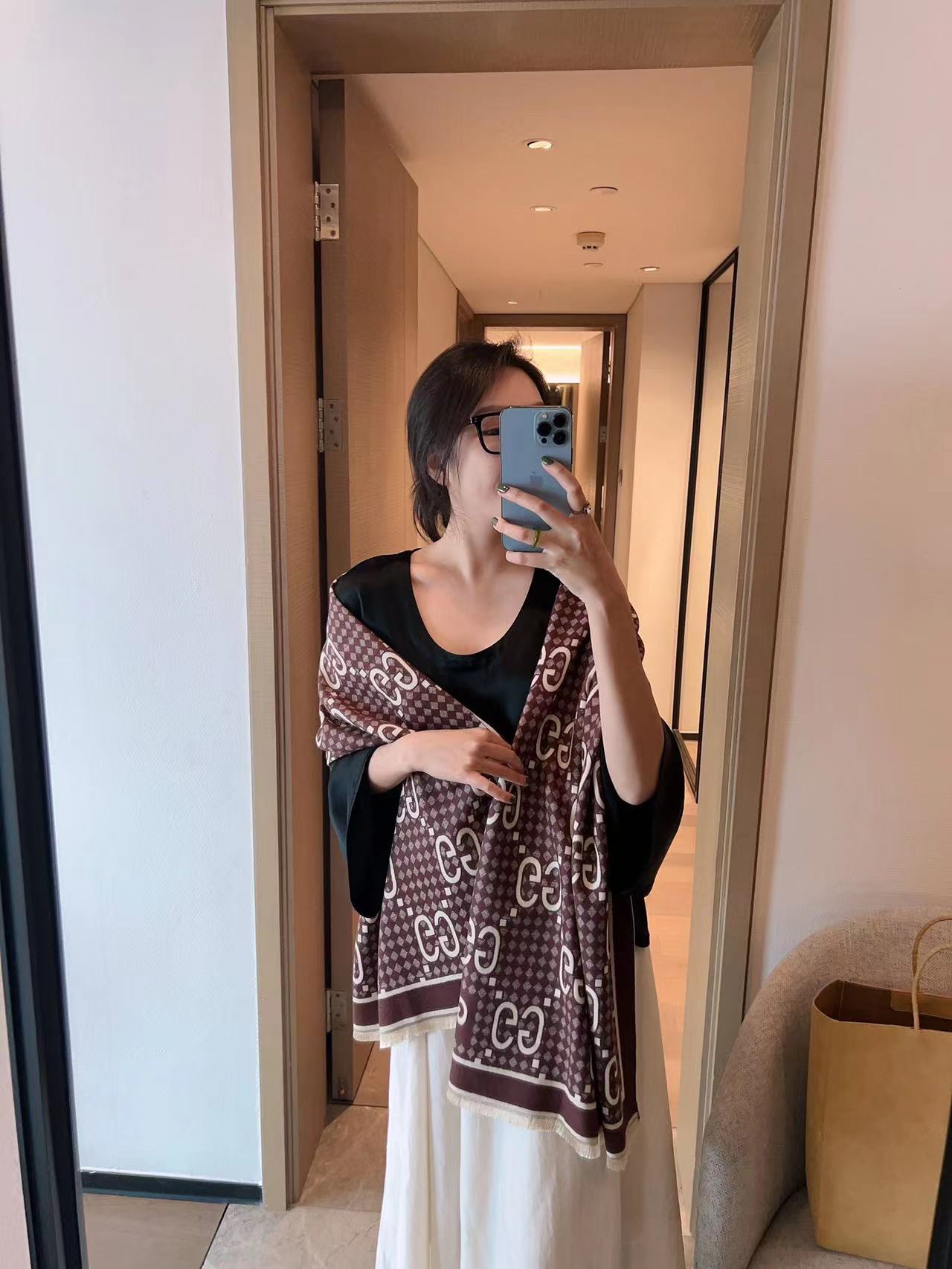 WhatsApp Image 2024-01-04 at 19.17.29_3a81f425 Gucci Wollen Coffee Colour Stole (With Box)