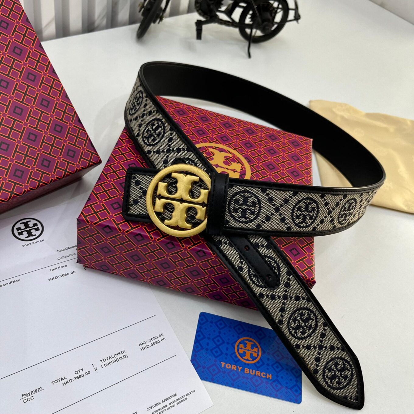 WhatsApp Image 2024-01-22 at 16.09.48_8ed46fbc Tory Burch T monogram jacquard Black Belt For Women