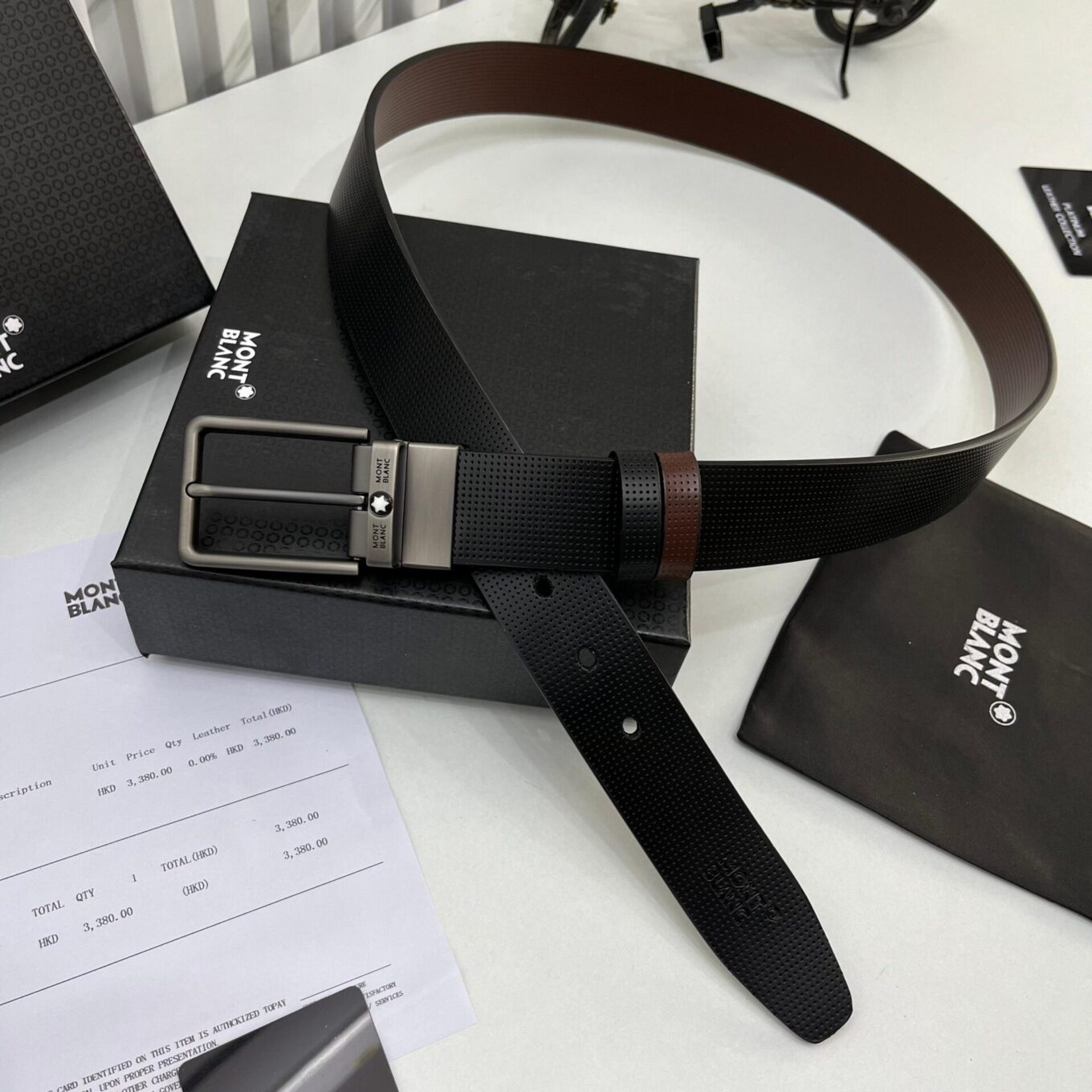 WhatsApp Image 2024-01-22 at 18.06.21_8eac7902 Montblanc Black Brown reversible Formal Mens Belt