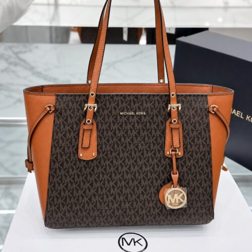 mk 7880-4 coffee brown Michael Kors Voyager Coffee Brown Monogram Tote Bag