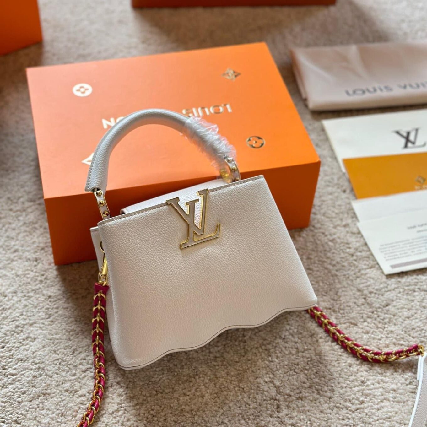 WhatsApp Image 2024-07-26 at 1.30.24 AM Louis Vuitton White Wave Capucine Handbag Premium Quality (With Box)