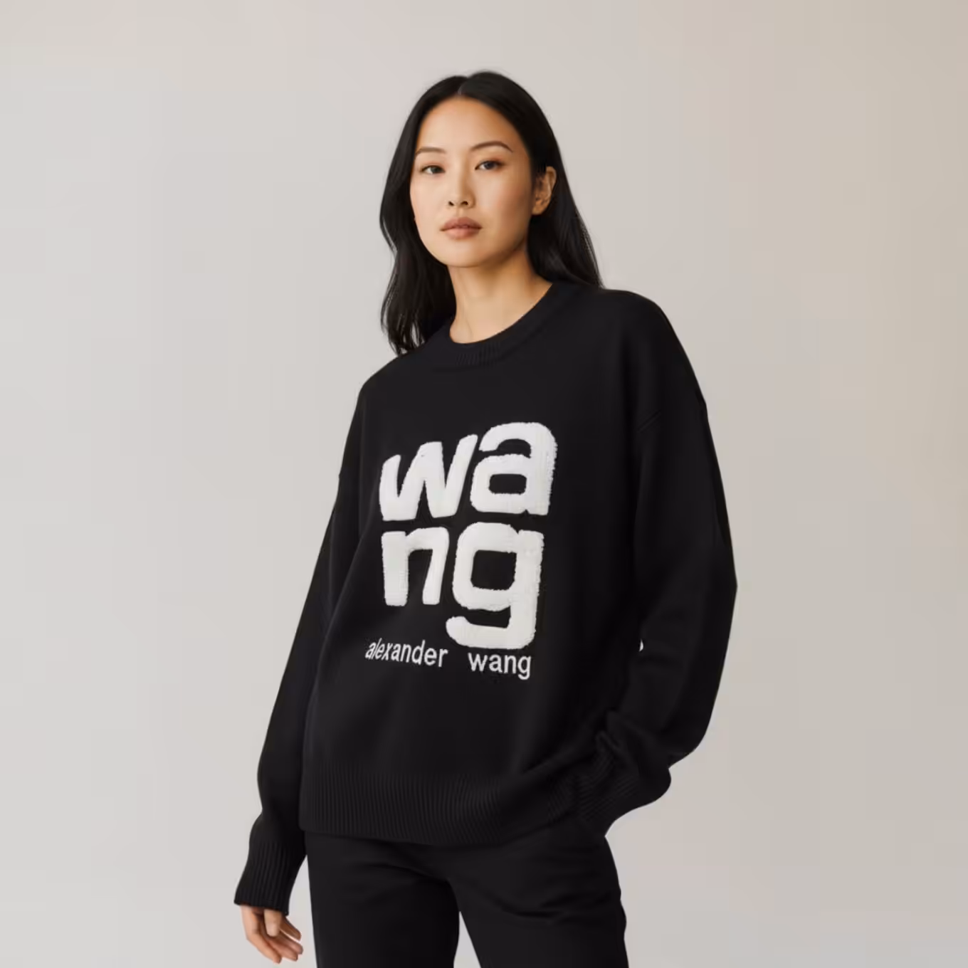 Photoroom_20251128_192641 Alexander Wang Black Knitted Full Sleeve Warm Pullover