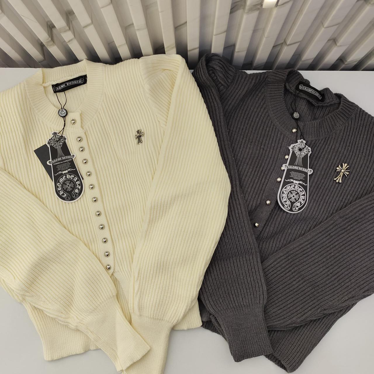 WhatsApp Image 2024-10-21 at 7.21.29 PM (1) Chrome Heart Winter Knit Grey Cardigan