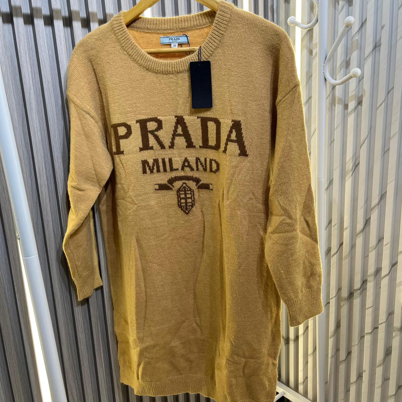WhatsApp Image 2024-10-21 at 7.33.23 PM (1) Prada Knitted Khaki Warm Dress With Matching Long Socks