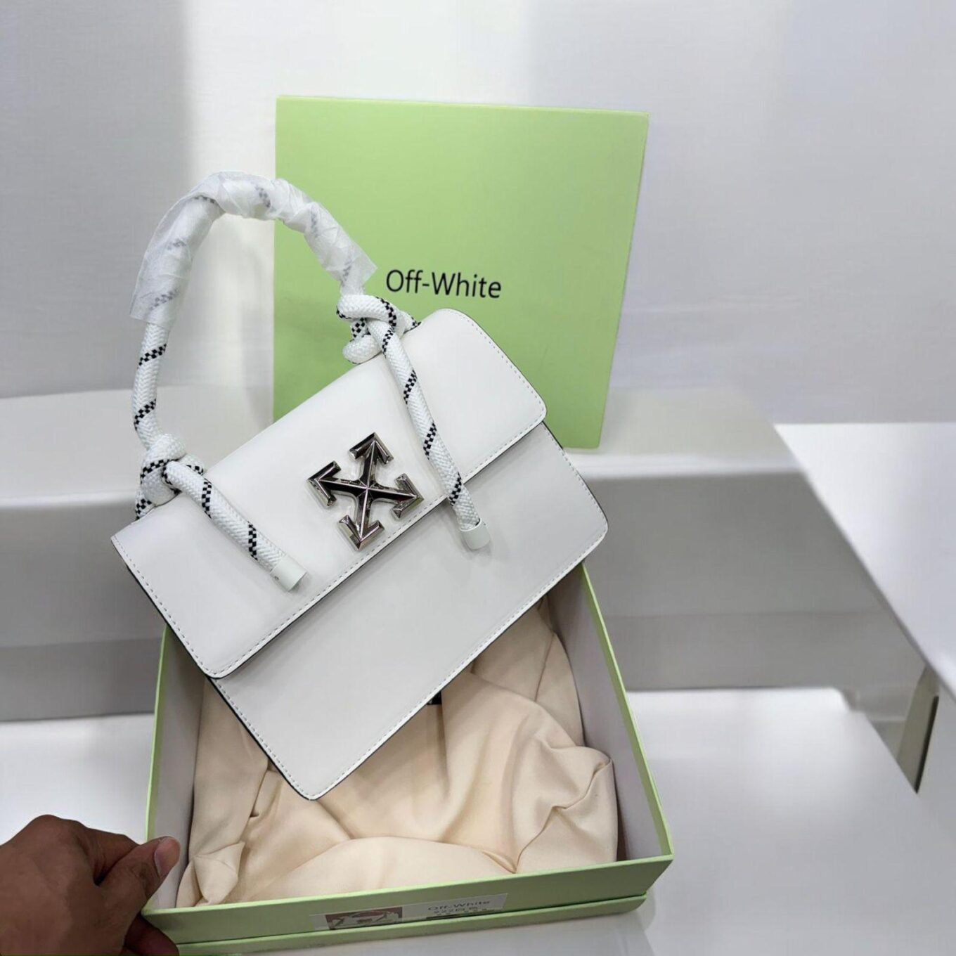 WhatsApp Image 2024-12-30 at 4.40.12 PM Off White Jitney Top Handle White Bag (With Box)