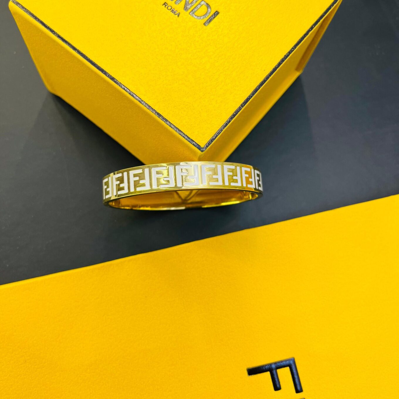 WhatsApp Image 2024-12-02 at 6.00.23 PM Fendi Gold FF White Bracelet
