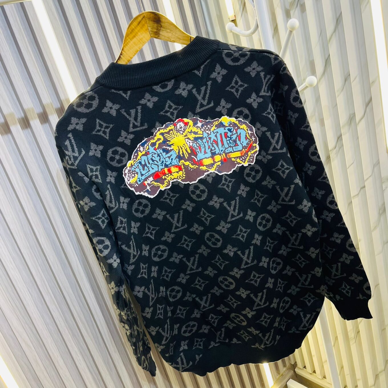 WhatsApp Image 2024-12-07 at 12.14.13 PM (1) Louis Vuitton Graffiti Zip Sweater
