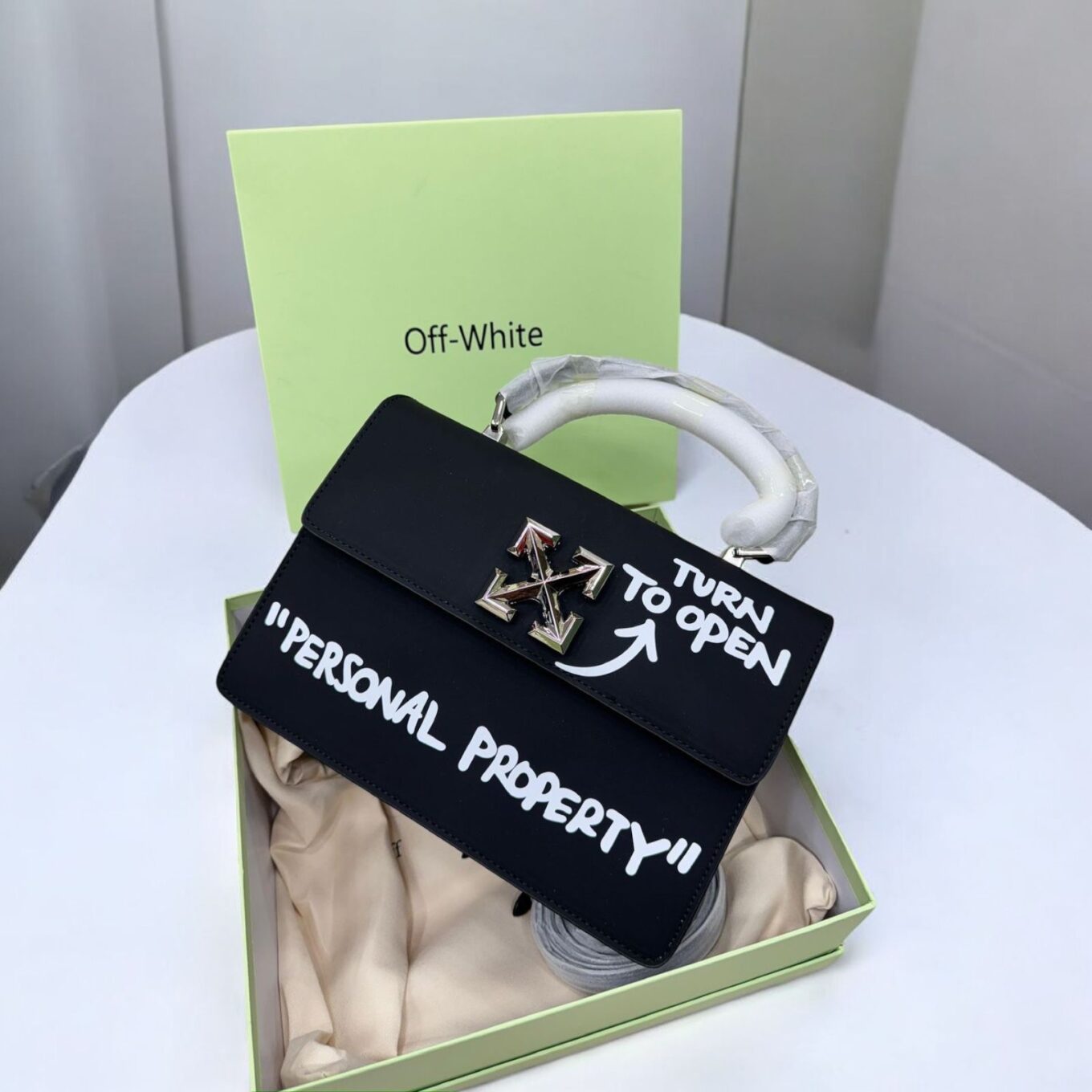 WhatsApp Image 2024-12-16 at 1.37.10 PM Off White Jitney Top Handle Black Bag (With Box)
