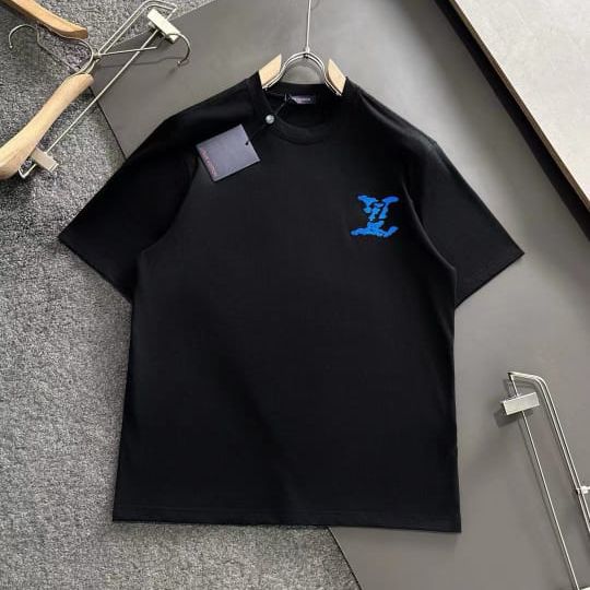 WhatsApp Image 2025-01-22 at 5.24.49 PM Louis Vuitton Blue Logo Black Tshirt