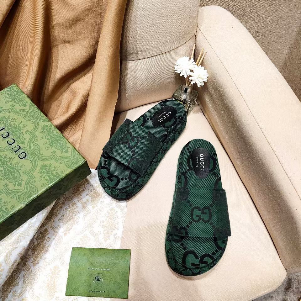 WhatsApp Image 2025-02-15 at 2.08.10 PM (1) Gucci GG Canvas Green Slide Sandle
