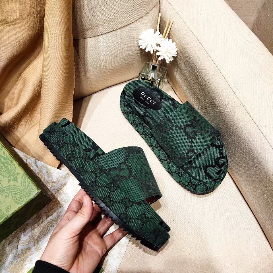 WhatsApp Image 2025-02-15 at 2.08.10 PM Gucci GG Canvas Green Slide Sandle