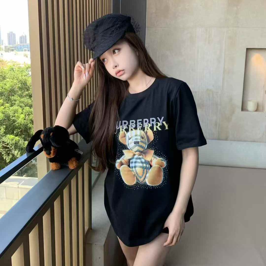 WhatsApp Image 2025-02-18 at 4.41.14 PM Burberry Teddy Black Oversized T-shirt For Women