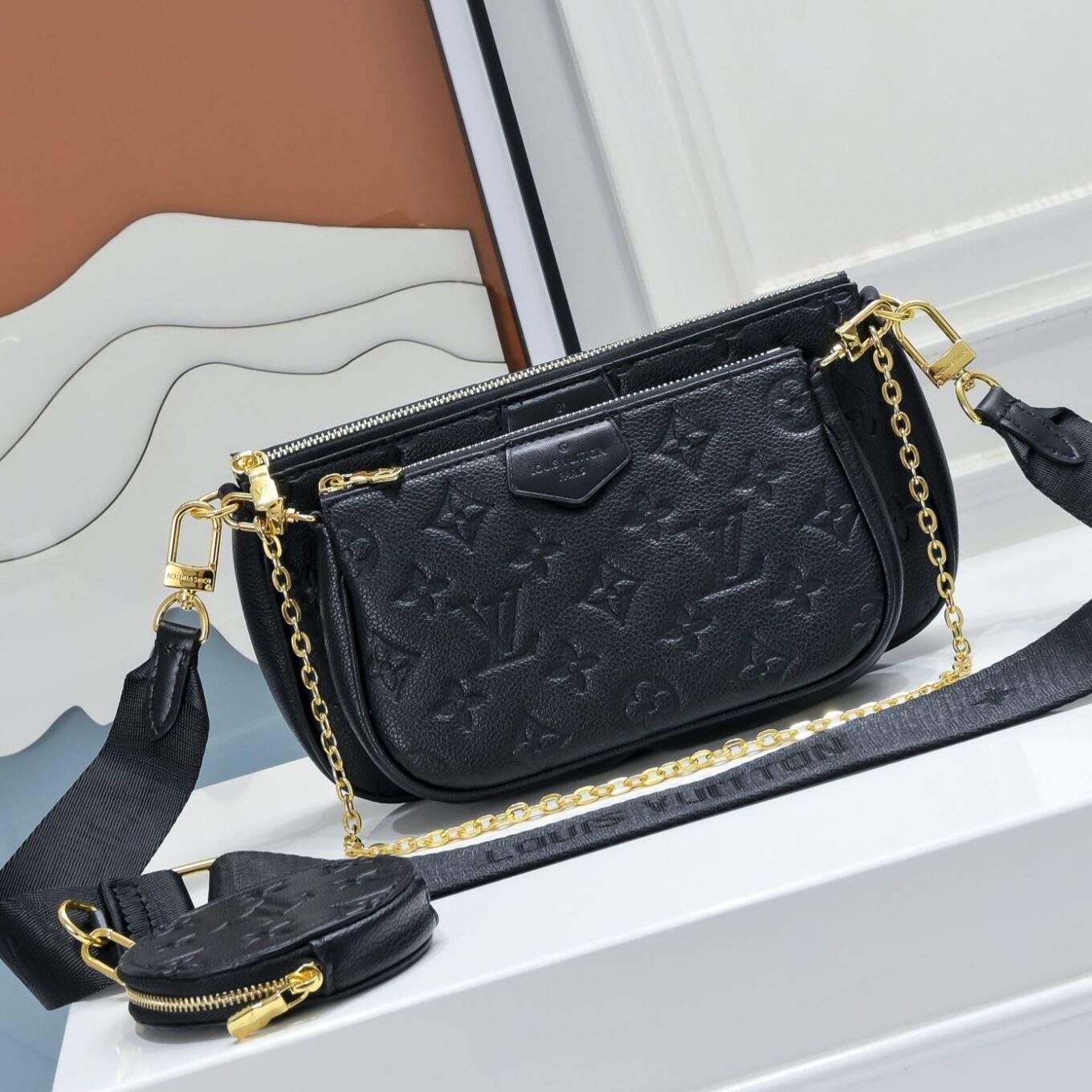 WhatsApp Image 2025-02-20 at 8.30.23 PM Louis Vuitton Embossed Black Multi Pochette Bag (With Box)