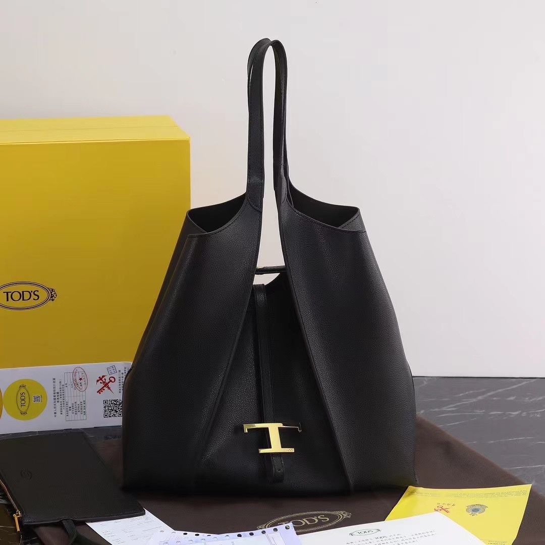 WhatsApp Image 2025-03-01 at 9.31.21 PM (1) Tods T Timeless Black Medium Shopping Premium Quality Bag (With Box)