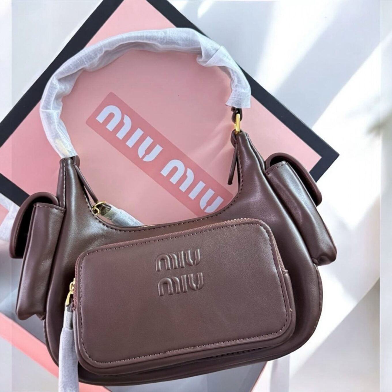 WhatsApp Image 2025-03-03 at 5.35.15 PM Miu Miu Nappa Dark Brown Shoulder Bag (With Box)