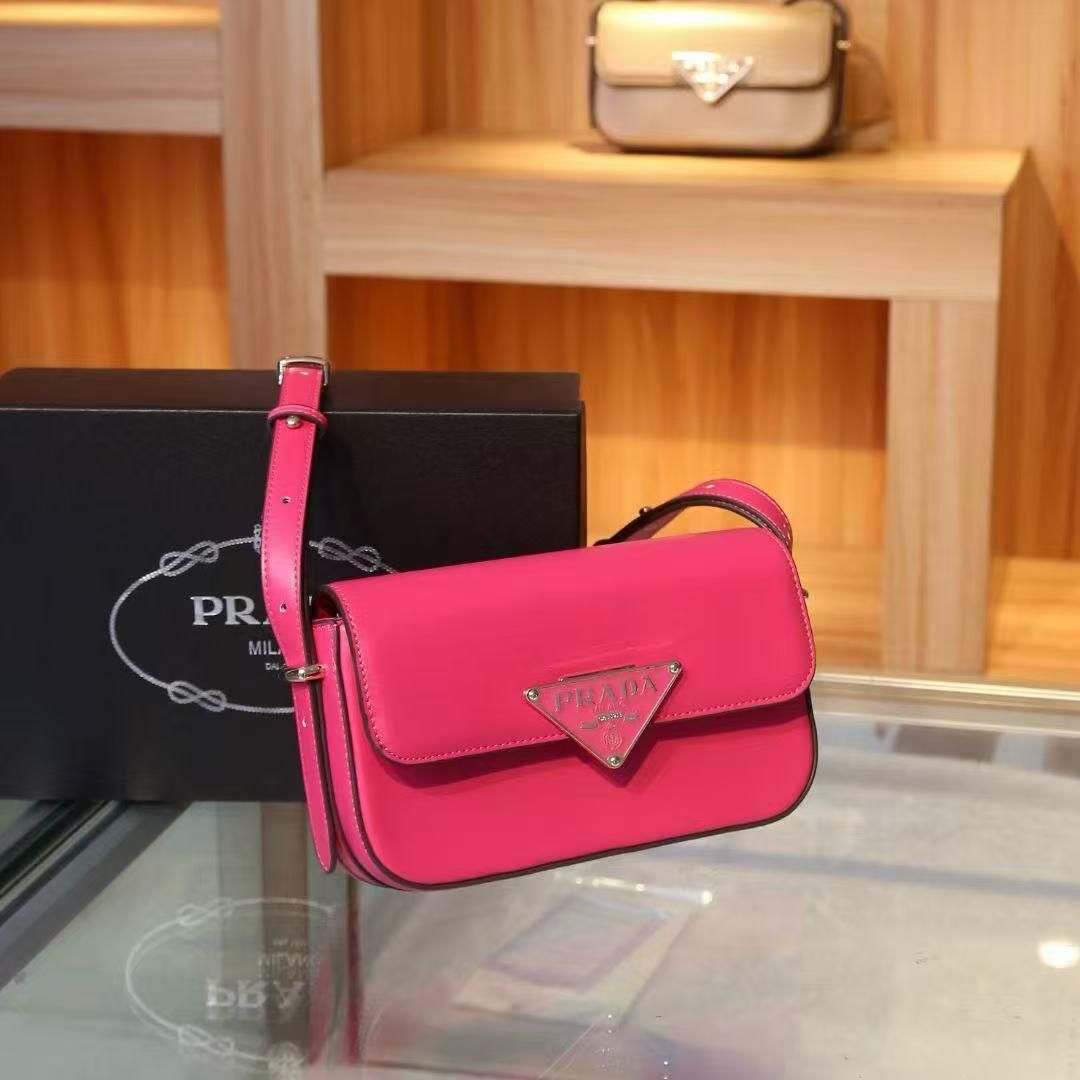 WhatsApp Image 2025-03-03 at 6.33.42 PM Prada Triangle Logo Flap Rose Color Shoulder Bag (With Box)