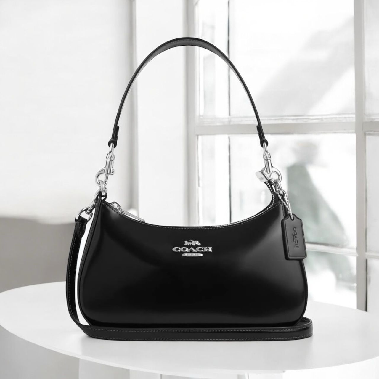 WhatsApp Image 2025-03-21 at 7.31.30 PM Coach Teri Leatherate Black Sling Bag (With Box)