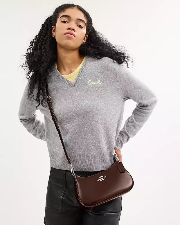 WhatsApp Image 2025-03-21 at 7.35.13 PM Coach Teri Leatherate Brown Sling Bag (With Box)