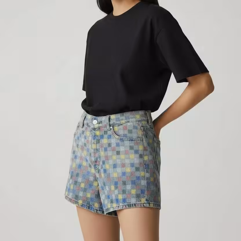 WhatsApp Image 2025-12-01 at 7.07.14 PM Louis Vuitton check Denim Shorts For Women