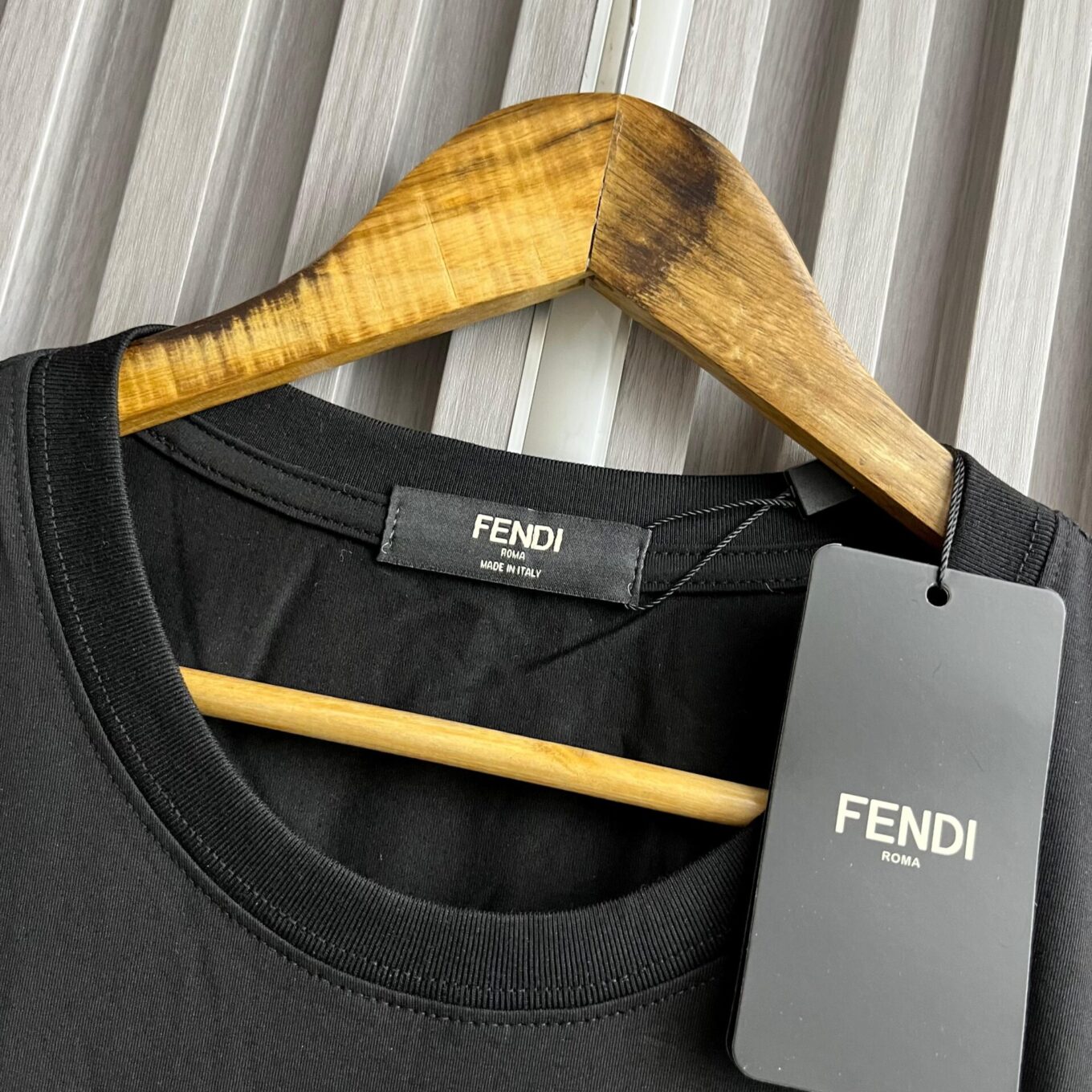 WhatsApp Image 2025-06-16 at 11.22.26 AM (1) Fendi Black 3D Logo Tshirt For Women