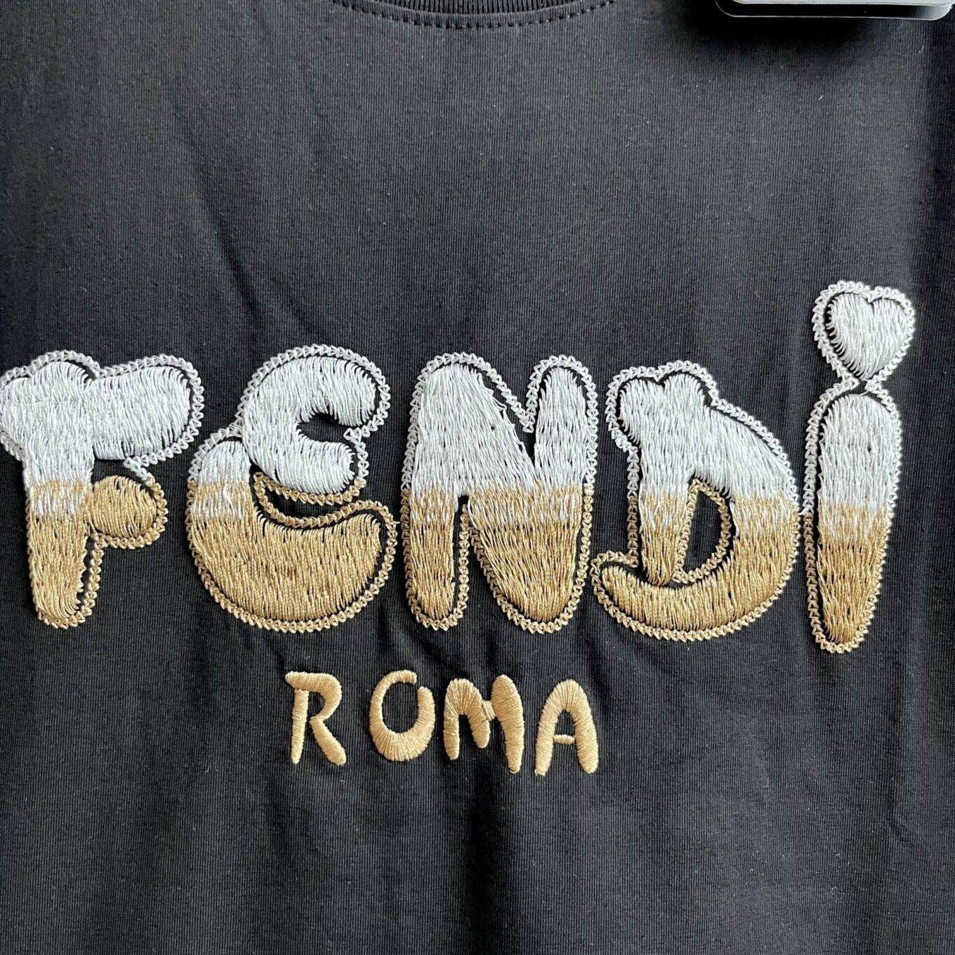 WhatsApp Image 2025-06-16 at 11.22.26 AM Fendi Black 3D Logo Tshirt For Women