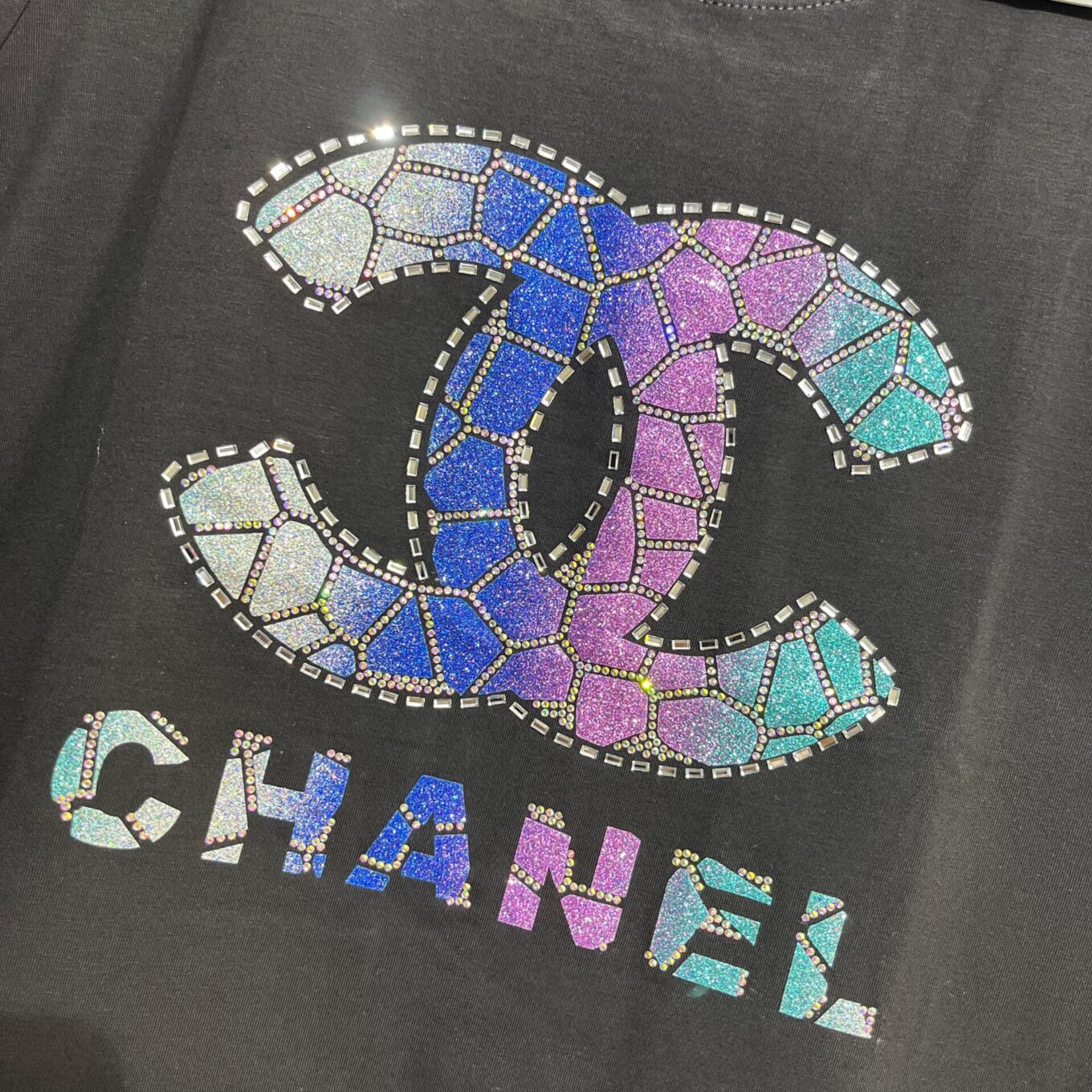 WhatsApp Image 2025-06-16 at 12.35.44 PM (1) Chanel Black 3D Logo Tshirt For Women