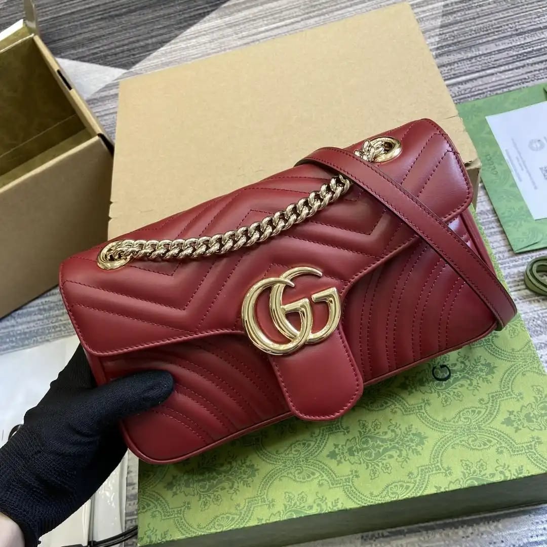 WhatsApp Image 2025-06-20 at 5.28.05 PM Gucci Matelasse Marmont Wine Color Sling Bag (With Box)