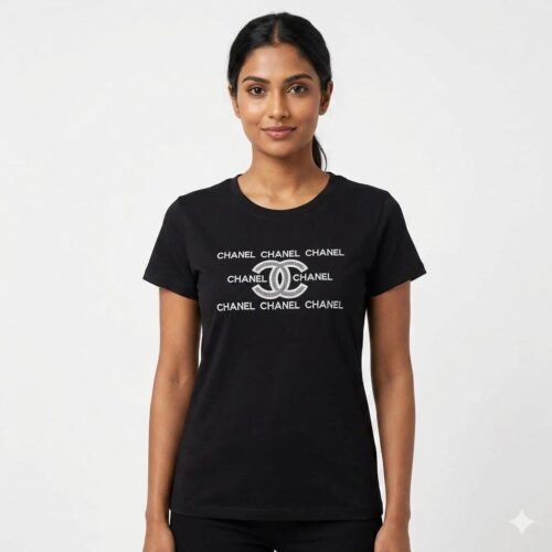 Chanel Black Logo T-shirt For Women