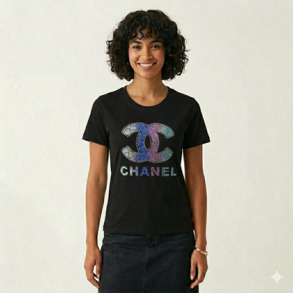 WhatsApp Image 2026-05-13 at 12.16.43 Chanel Black 3D Logo Tshirt For Women