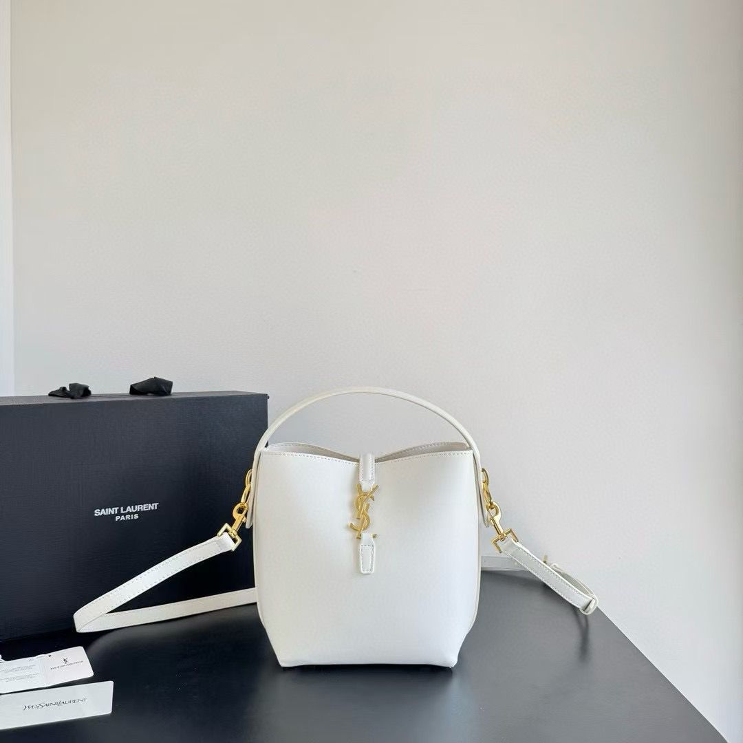 WhatsApp Image 2025-07-02 at 3.03.11 PM Ysl White Medium Bucket Sling Bag (With Box)