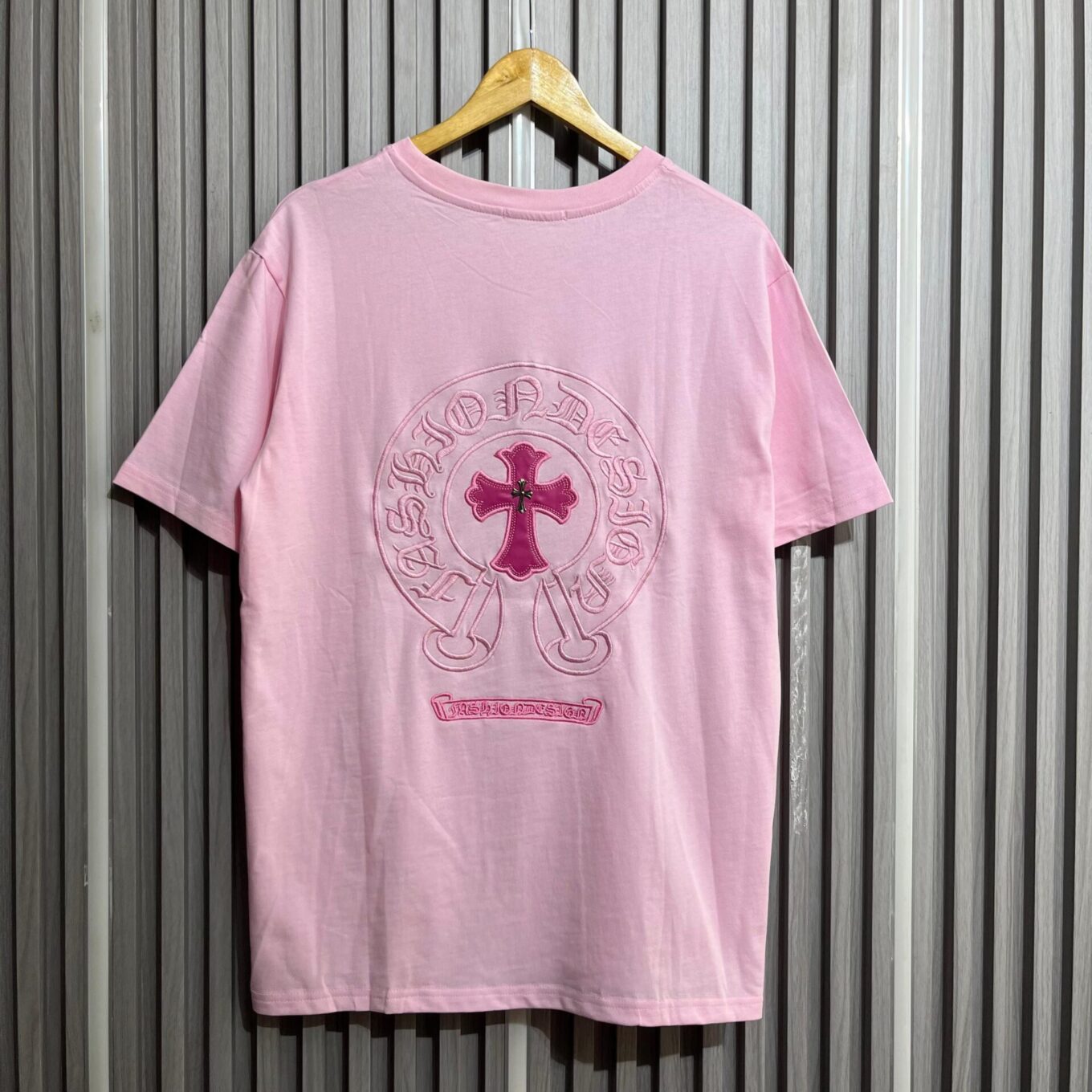 WhatsApp Image 2025-08-06 at 5.47.13 PM Chrome Hearts-Inspired Pink Oversized T-Shirt for Women