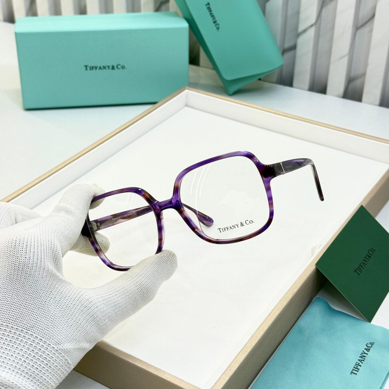 WhatsApp Image 2025-08-17 at 5.18.35 PM (1) Tiffany & Co. Gold Purple Square Women's Eyeglasses