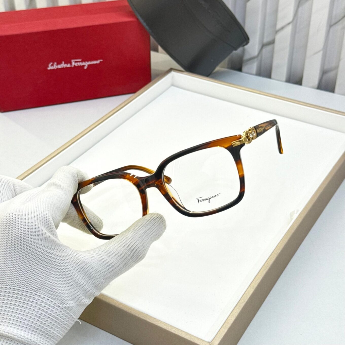 WhatsApp Image 2025-08-17 at 5.54.11 PM Salvatore Ferragamo Square Brown Unisex Eyeglasses