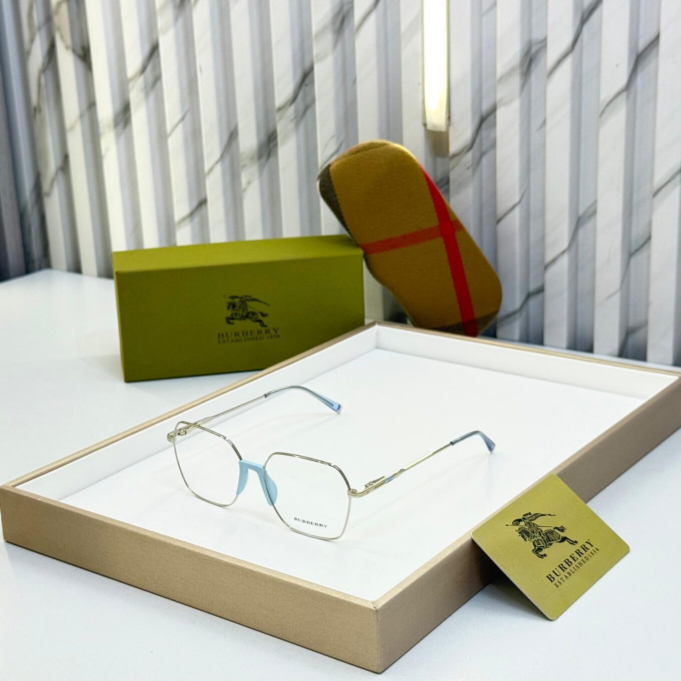 WhatsApp Image 2025-08-17 at 6.24.29 PM Burberry Hexagon Silver-Blue Unisex Eyeglasses