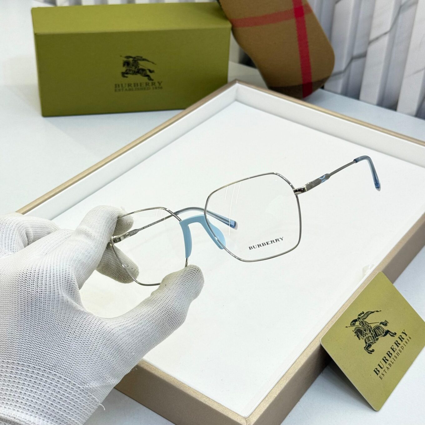 WhatsApp Image 2025-08-17 at 6.24.30 PM Burberry Hexagon Silver-Blue Unisex Eyeglasses