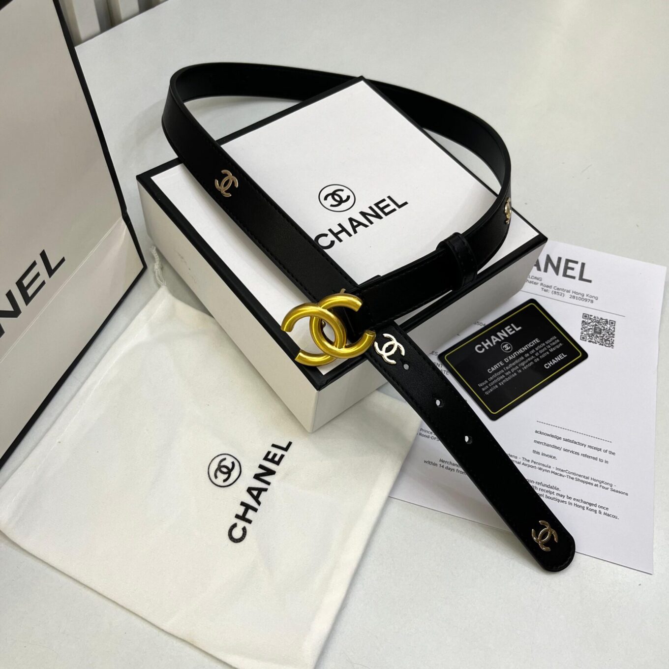 Chanel Gold Signature CC Logo Buckle Belt